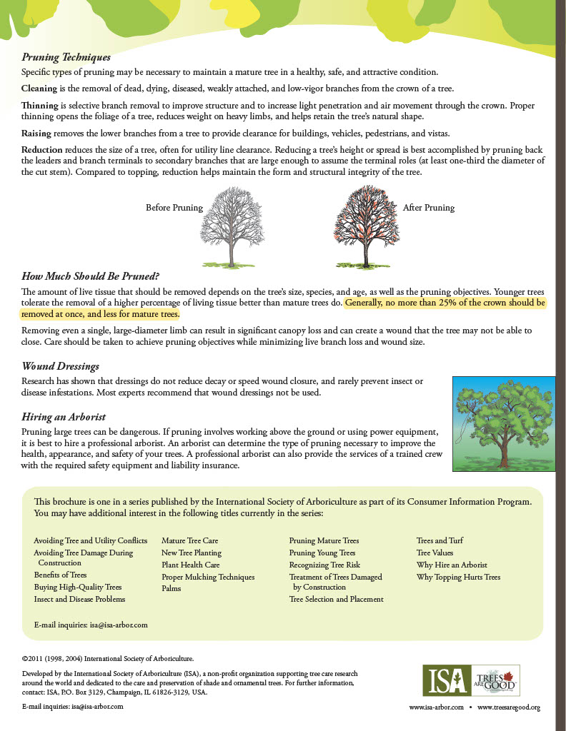 Pruning Mature Trees guide