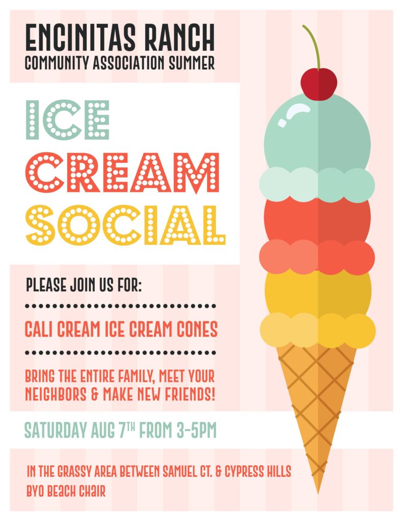 Encinitas Ranch ice cream social August 7th 2021